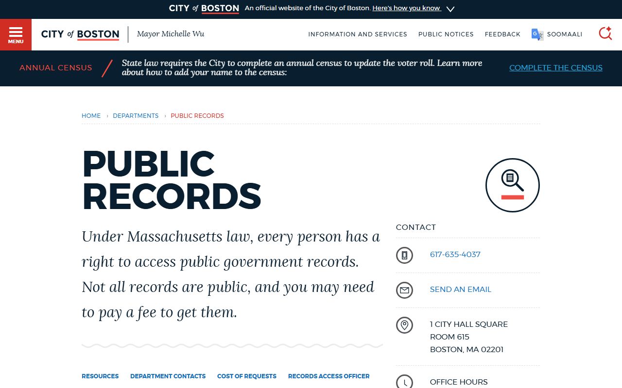 Boston public records portal for police records