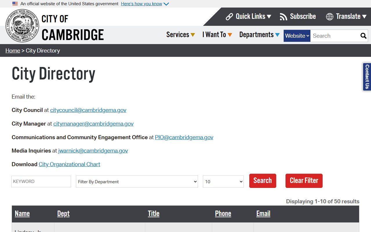 Cambridge city directory for police records requests