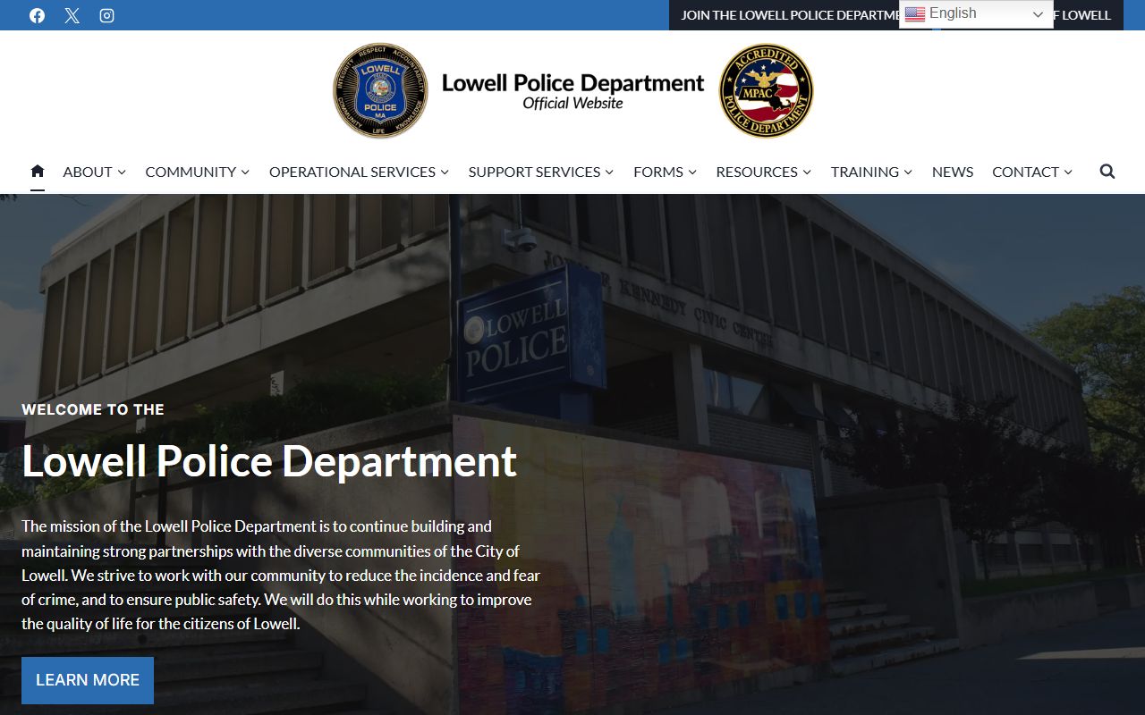 Lowell Police Department website for police records