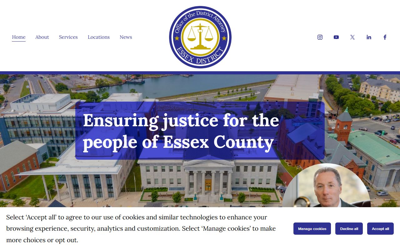 Essex County District Attorney website for police records information