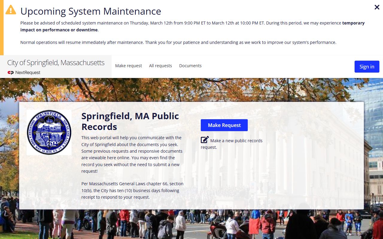 Springfield public records portal for Hampden County police records