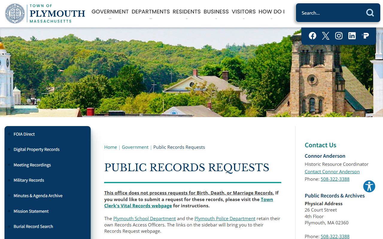 Plymouth public records request portal for police records